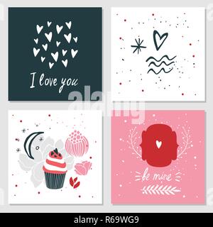 Cartes mignon avec lettrage love seamless background pattern Valentines Day Vector illustration Illustration de Vecteur