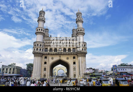 Charminar, monument, mosquée, Hyderabad, Andhra Pradesh, Telangana, Inde, Asie Banque D'Images