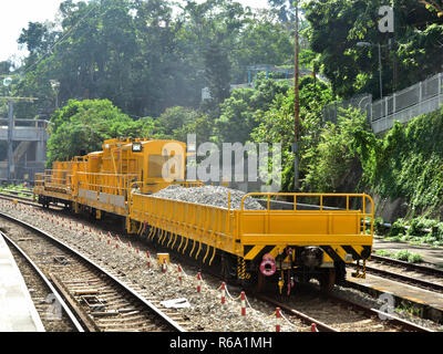 L'entretien des chemins de locomotive en gare MTR Sha Tin, Hong Kong Banque D'Images