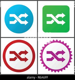 'Aléatoire rouge, bleu, vert et rose vector icon set. Web icons. Signes et symboles design plat facile à éditer Illustration de Vecteur