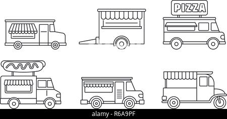 Camion alimentaire Festival icon set. Aperçu jeu de camion alimentaire festival vector icons pour la conception web isolé sur fond blanc Illustration de Vecteur