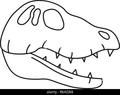 Tête crâne de dinosaure icône. Dinosaure contour skull head vector icon pour la conception web isolé sur fond blanc Illustration de Vecteur