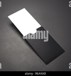 L'emballage du papier noir avec blank business card . Le rendu 3D Banque D'Images
