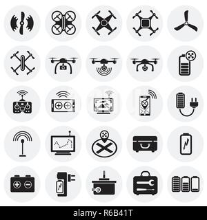 Drone icons set sur des cercles pour l'arrière-plan graphique et web design, modernes, simples vector signe. Concept de l'Internet. Symbole à la mode pour la conception de site web site web application mobile ou bouton. Illustration de Vecteur