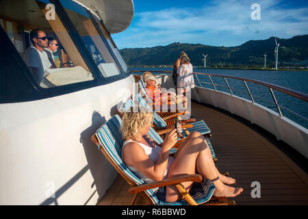 Le bateau de croisière, Pegasus à partir de diverses Croisières à Seychelles Banque D'Images