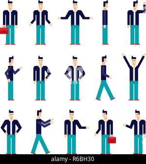 Design plat moderne personnage set Stylish homme hipster Vector illustration Illustration de Vecteur