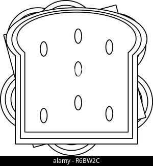 Des aliments délicieux sandwich en noir et blanc Illustration de Vecteur