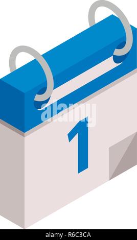 Première date du calendrier, l'icône de style isométrique Illustration de Vecteur