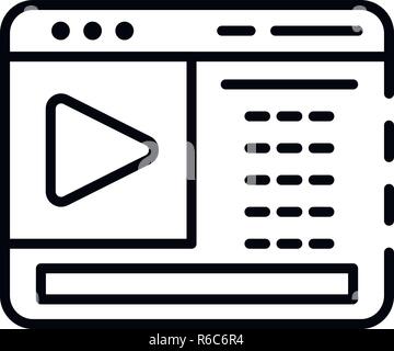 Blog vidéo Web, l'icône de la page Style contour Illustration de Vecteur