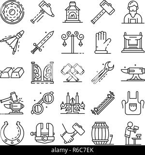 Anvil icon set style du contour, Illustration de Vecteur