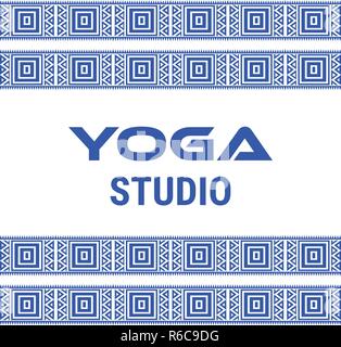 Nom du studio de yoga sur un fond blanc. Autocollant de yoga. Illustration de Vecteur