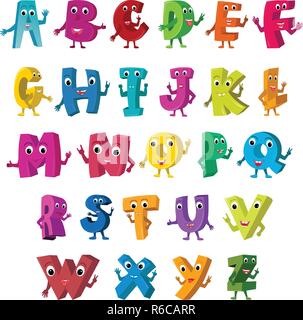 Cartoon Vector Illustration of Funny les lettres en ordre alphabétique Illustration de Vecteur
