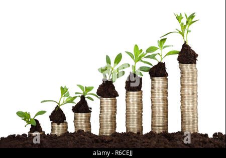 Les gaules sur pile de pièces Banque D'Images