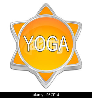 Yoga orange - bouton 3D illustration Banque D'Images