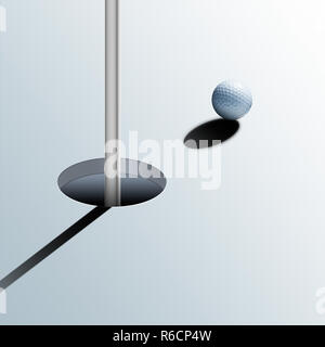 Low angle view image numérique de balle de golf près de trou de golf jette une ombre Banque D'Images