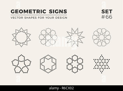 Ensemble de huit formes tendance minimaliste. Emblèmes logo vector élégant pour votre conception. Collection de signes géométriques simples. Banque D'Images