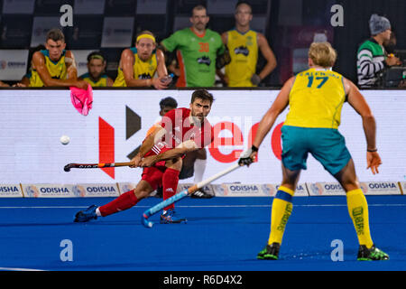 BHUBANESWAR, 04-12-2018 d'Odisha, Coupe du monde de hockey 2018 Bhubaneswar. Lieu : Stade de Kalinga. Adam Dixon au cours de la partie l'Angleterre contre l'Australie. Banque D'Images