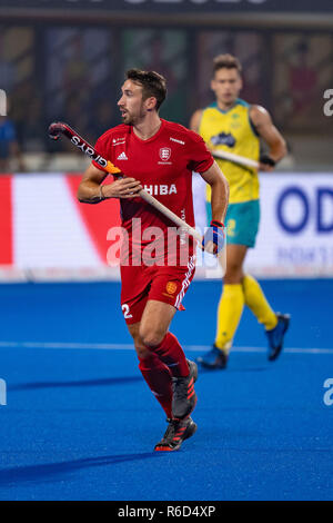 BHUBANESWAR, 04-12-2018 d'Odisha, Coupe du monde de hockey 2018 Bhubaneswar. Lieu : Stade de Kalinga. David Condon pendant le jeu de l'Angleterre contre l'Australie. Banque D'Images