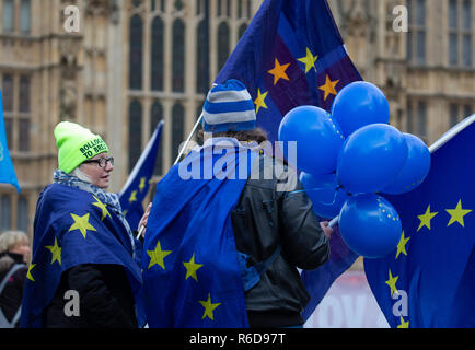Londres, Royaume-Uni. 5 Décembre, 2018. Des manifestants à l'extérieur demeurent les chambres du Parlement, au Royaume-Uni. Laisser les manifestants sont aussi la démonstration. Theresa May est à partir de cinq jours de débat pour convaincre le Parlement de voter pour elle Brexit traiter. Restent les manifestants demandent un vote du peuple. Credit : Tommy Londres/Alamy Live News Banque D'Images