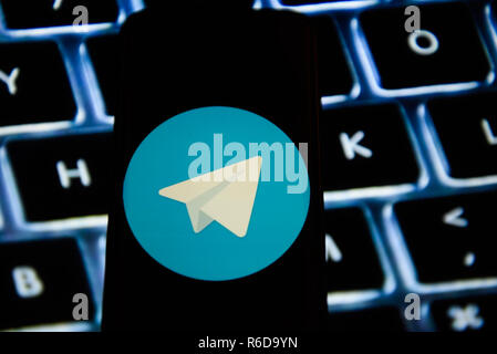 Cracovie, Pologne. 5 déc, 2018. Logo télégramme est vu sur un téléphone mobile Android. Credit : Omar Marques/SOPA Images/ZUMA/Alamy Fil Live News Banque D'Images