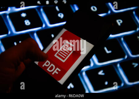 Cracovie, Pologne. 5 déc, 2018. Logo PDF est vu sur un téléphone mobile Android. Credit : Omar Marques/SOPA Images/ZUMA/Alamy Fil Live News Banque D'Images
