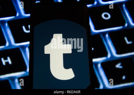Cracovie, Pologne. 5 déc, 2018. Logo Tumblr est vu sur un téléphone mobile Android. Credit : Omar Marques/SOPA Images/ZUMA/Alamy Fil Live News Banque D'Images