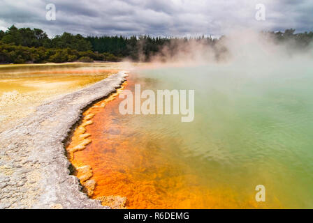 Champagne Pool, une source géothermique à Waiotapu, Nouvelle-Zélande Banque D'Images