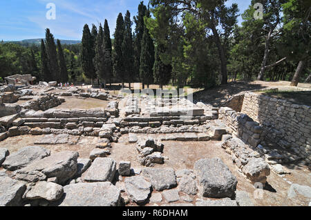 Palais Minoen de Knossos sur Méditerranée grecque de Crète partiellement reconstruites par l'archéologue anglais Arthur Evans Banque D'Images