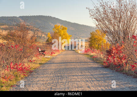 Électrique Valley Rail Trail au coucher du soleil en octobre près de Penticton Banque D'Images