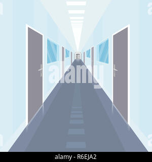 L'intérieur de long et étroit corridor in office Banque D'Images