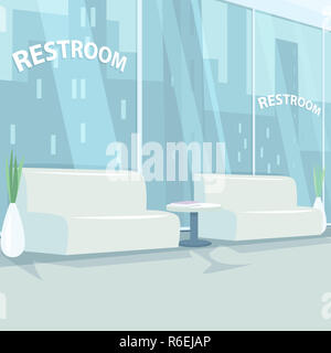 Intérieur de salle de repos avec des fenêtres panoramiques Banque D'Images