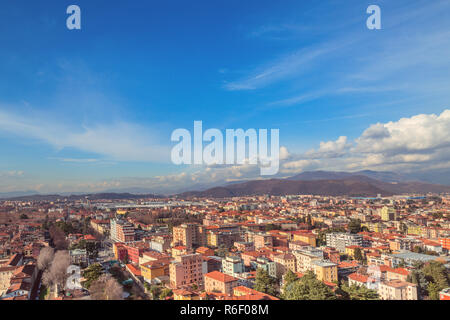 Aereal view du château de Brescia, Lombardie Banque D'Images