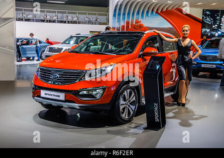 Moscou, Russie - 19 août 2012 : Kia Sportage 3ÈME GÉNÉRATION présenté comme une première mondiale à la 16e SIAM (Moscow International Automobile Salon) en août Banque D'Images