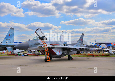 Moscou, Russie - 19 août 2015 : des avions de chasse MiG-29 Fulcrum présentées lors du 12e SALON MAKS-2015 (International Aviation and Space Show) le 28 août 2015 Banque D'Images