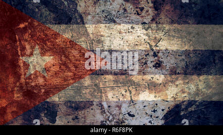 Très Grungy Vintage drapeau cubain, Cuba Texture Grunge Background Banque D'Images