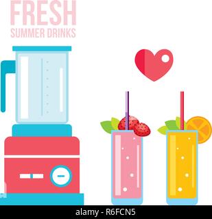 Blender smoothie frais et des boissons d'été Vector illustration Illustration de Vecteur