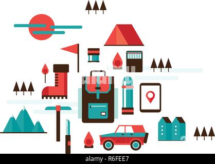 Randonnées en montagne et escalade Camping Voyages loisirs Sport design elements Vector illustration Illustration de Vecteur