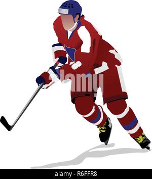 Joueurs de hockey sur glace. Vector illustration Illustration de Vecteur