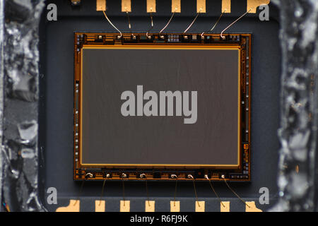 Grossissement extrême - capteur de l'appareil photo sous le microscope Banque D'Images
