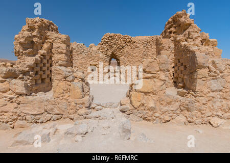 Masada Ruines d'une ancienne forteresse sur le bord est du désert de Judée, en Israël Banque D'Images