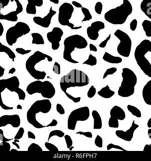 Leopard motif peint pinceau transparente. Leopard noir et blanc grunge background. Illustration de Vecteur