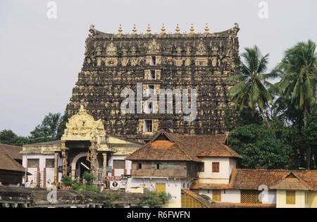Sri Padmanabhaswamy temple tower, Thiruvananthapuram ou Trivandrum, Kerala, Inde Banque D'Images