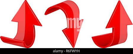 Des flèches. Haut et Bas rouge d'icônes 3d Illustration de Vecteur