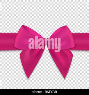 Bow réaliste et ruban isolé sur fond transparent. Illustration de Vecteur