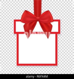 Ronde de Noël cadeau papier bannière avec ruban rouge et arc. Vector illustration. Illustration de Vecteur