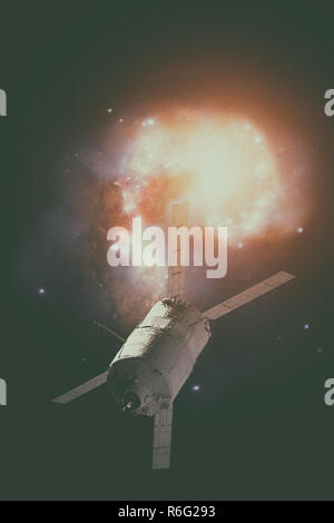 Vaisseaux Cargo - Le véhicule de transfert automatique sur galaxie spirale. Banque D'Images