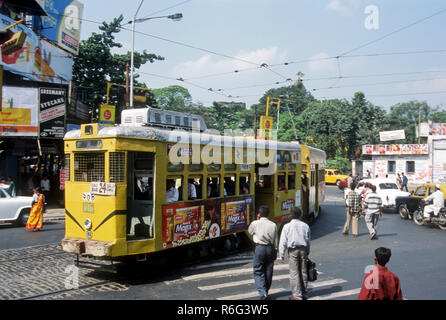 Tram, Calcutta, kolkata, Bengale-Occidental, Inde, asie Banque D'Images