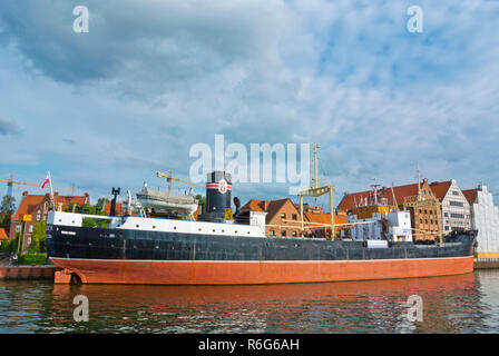 Navire Soldek, partie de National Maritime Museum, Olowianka, Gdansk, Pologne Banque D'Images