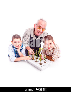 Man avec ses petits-enfants Banque D'Images