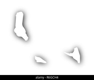 La carte des Comores avec ombre Banque D'Images